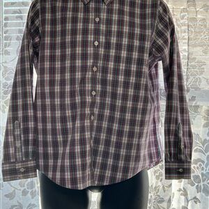 L.L. Bean Blue and Red Casual Button Down Shirt